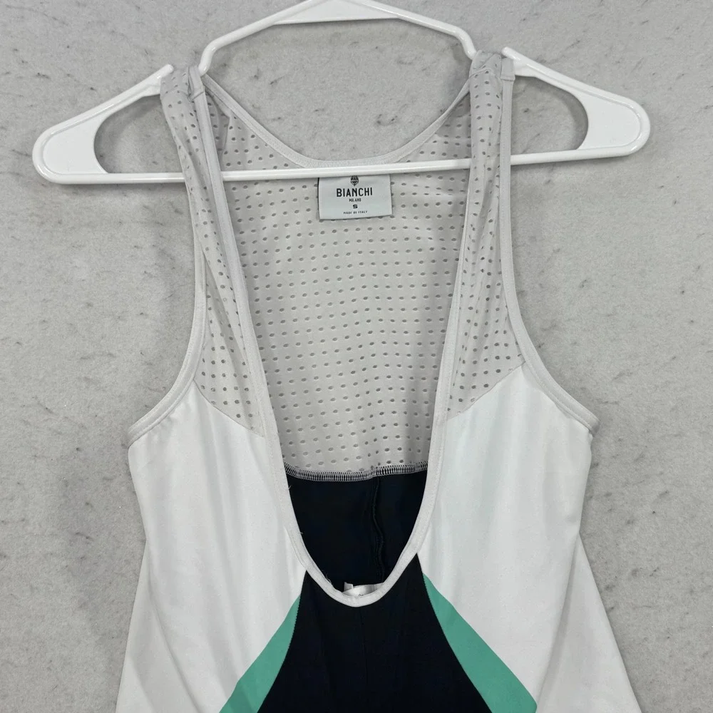 Bianchi Milano Cycling Bib Shorts Small White Padded Butt Italy Biking